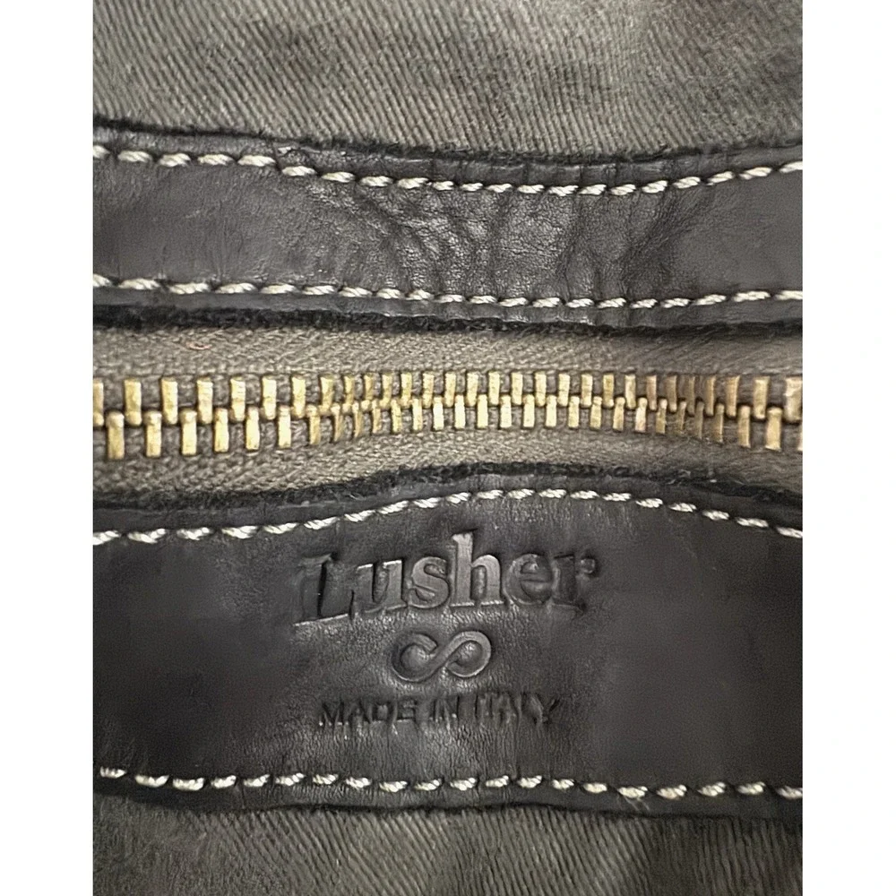 Lusher Soft and Slouchy Hobo Stone Washed Black Raw Onyx Italian Leather Studded